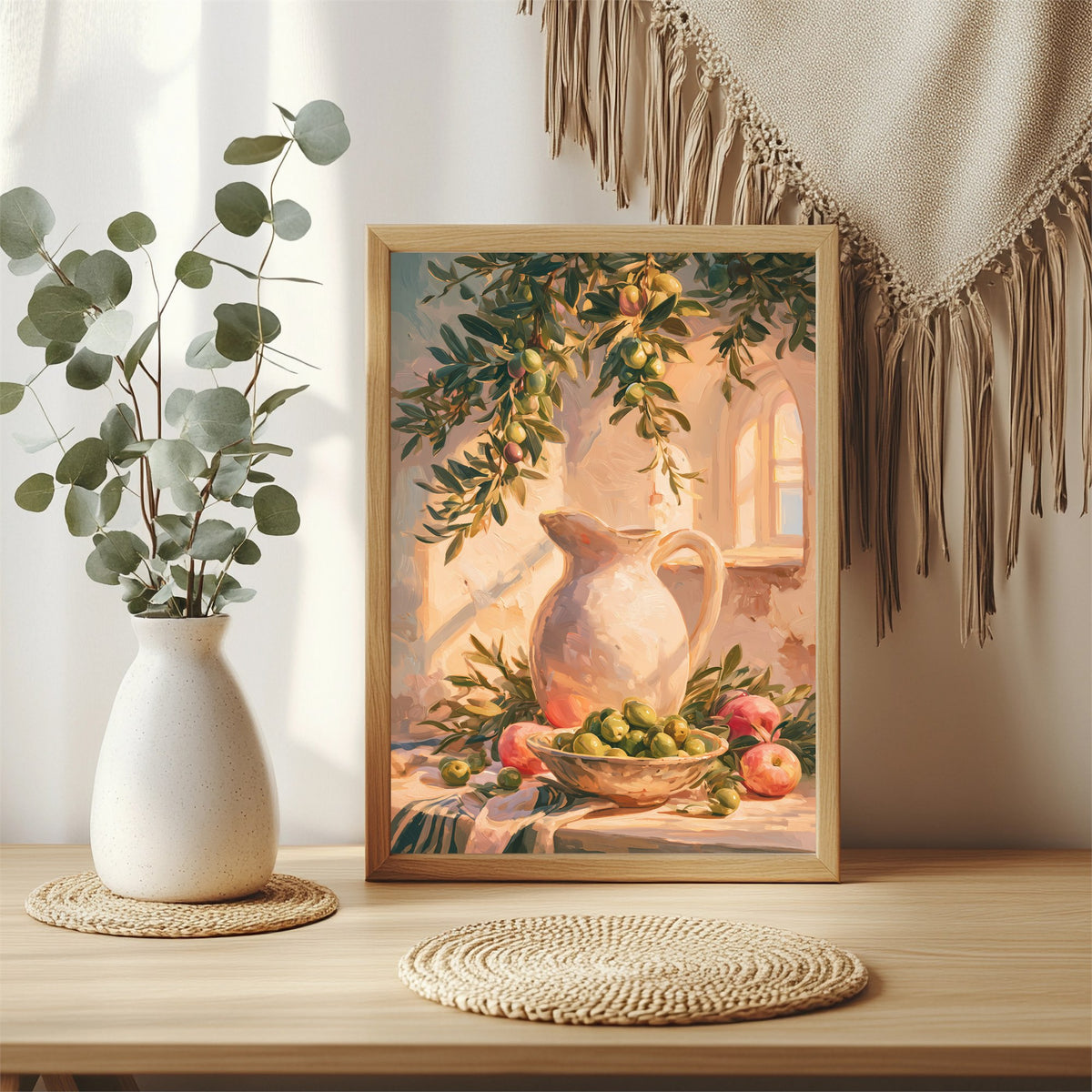 Olivenzweig mit Keramik Poster – Raumansicht 3