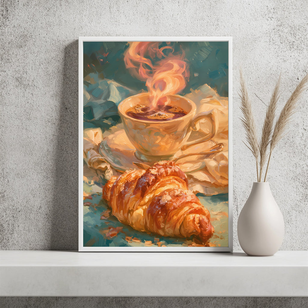 Kaffee und Croissant Poster – Raumansicht 2