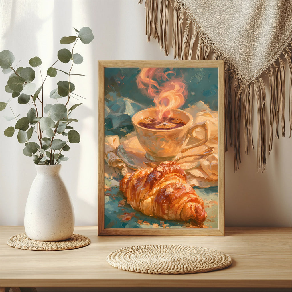 Kaffee und Croissant Poster – Raumansicht 3