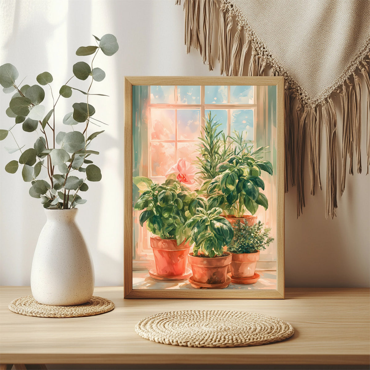 Kräutertöpfe am Fenster Poster – Raumansicht 3