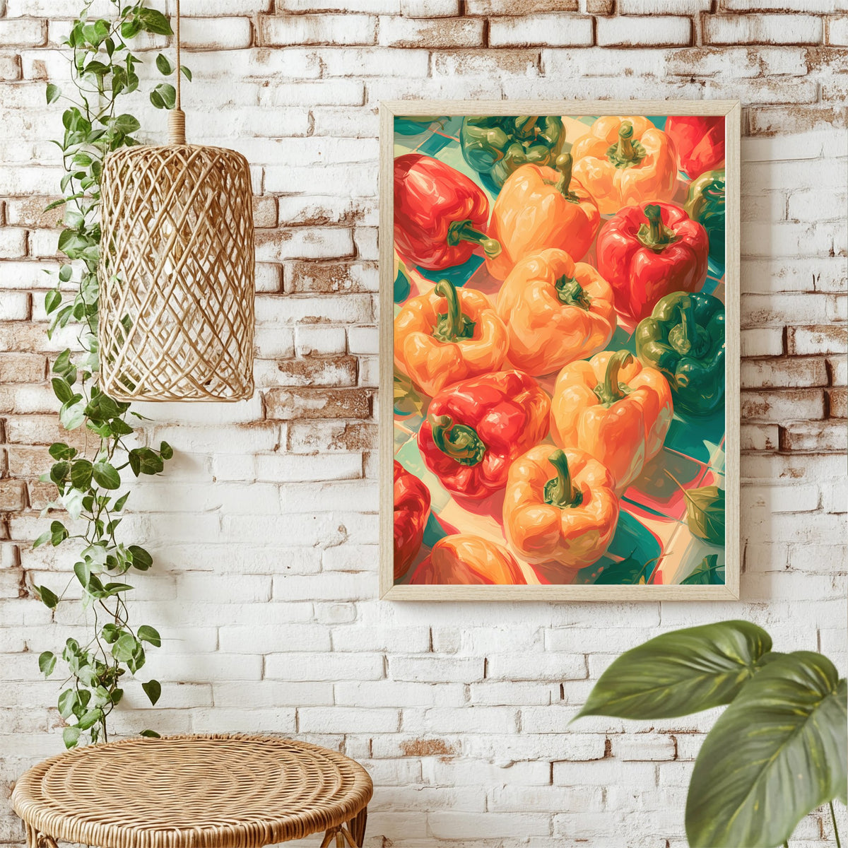 Bunte Paprika Poster – Raumansicht 1