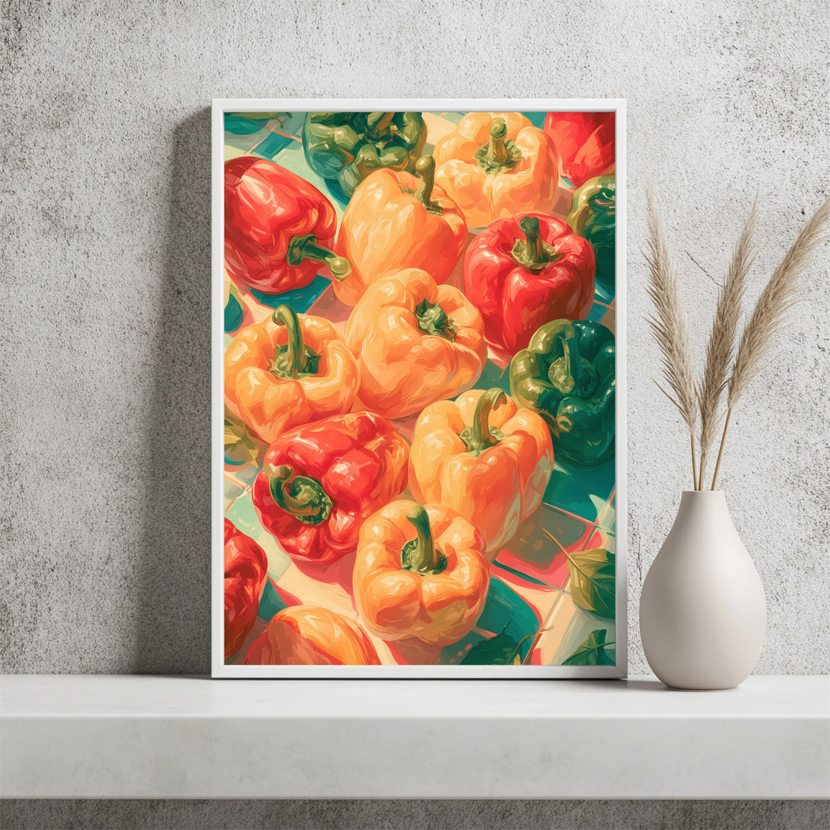 Bunte Paprika Poster – Raumansicht 2