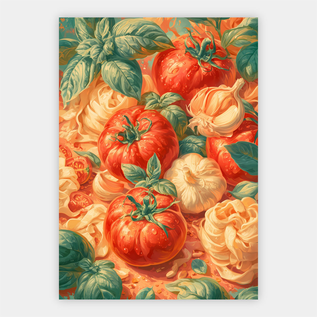 Tomaten Knoblauch und Pasta Poster – Freisteller