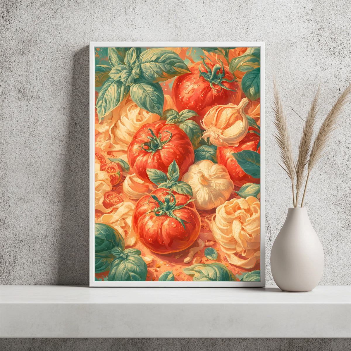 Tomaten Knoblauch und Pasta Poster – Raumansicht 2