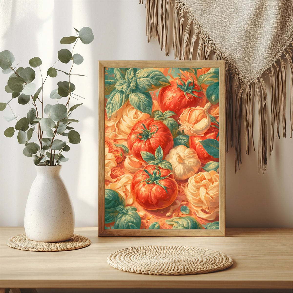 Tomaten Knoblauch und Pasta Poster – Raumansicht 3