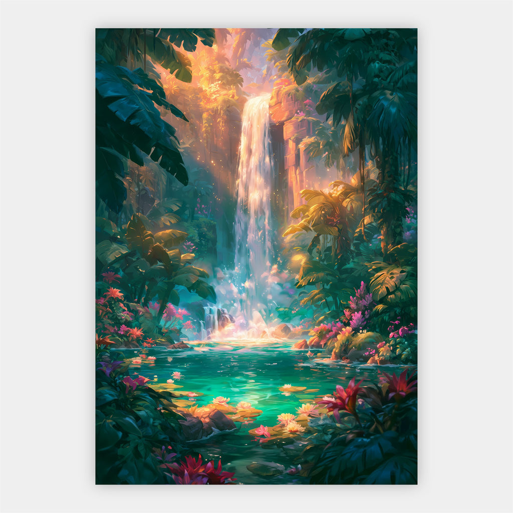 Tropischer Wasserfall Poster – Freisteller