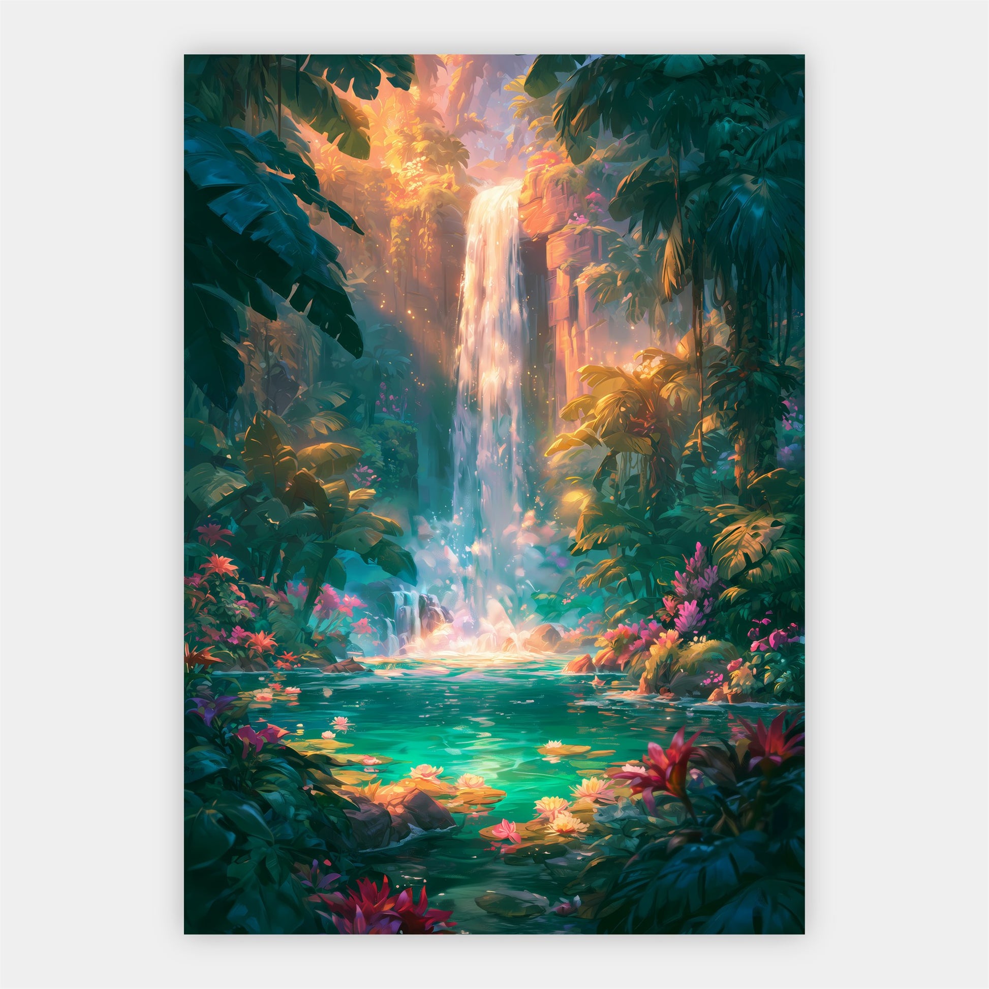 Tropischer Wasserfall Poster – Freisteller