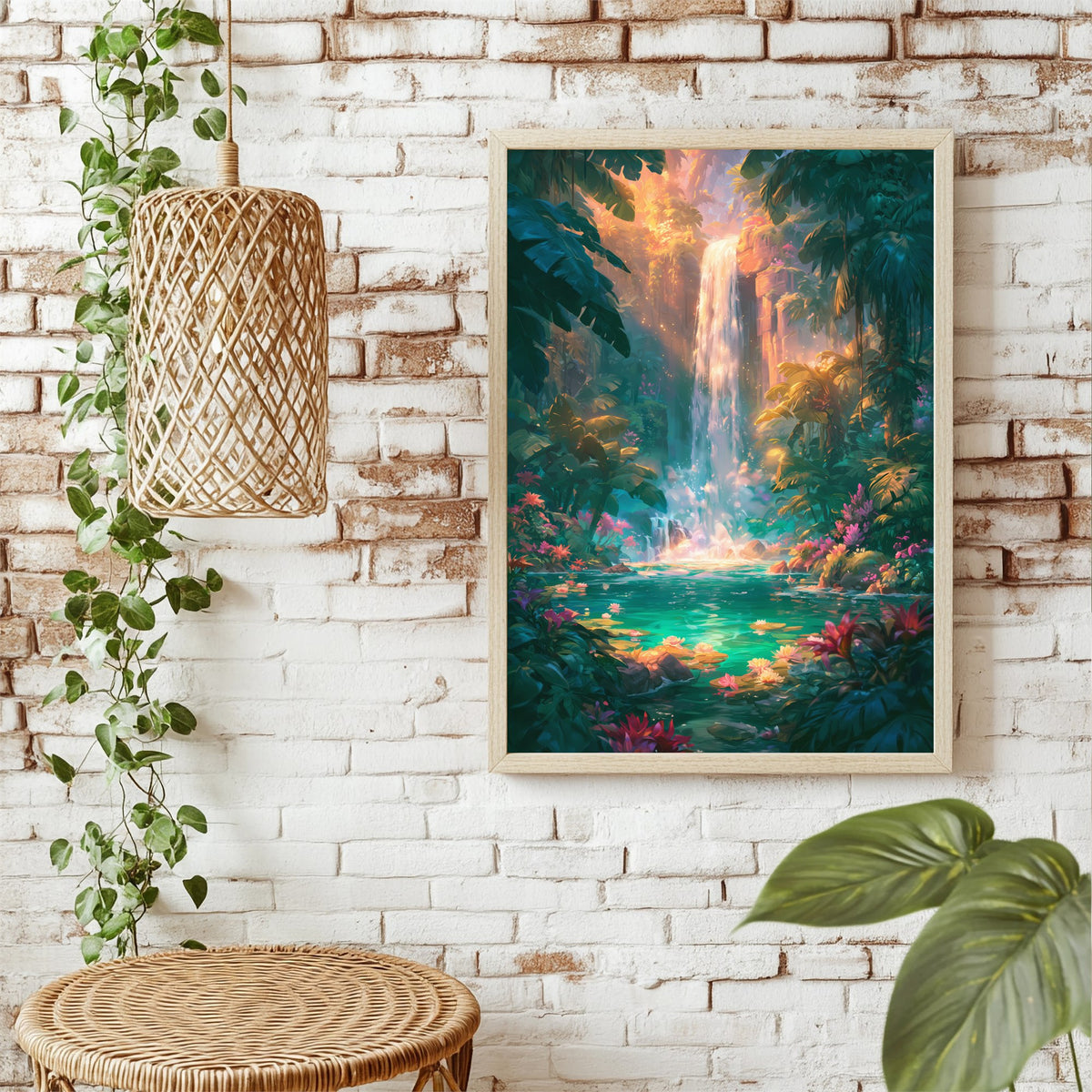 Tropischer Wasserfall Poster – Raumansicht 1