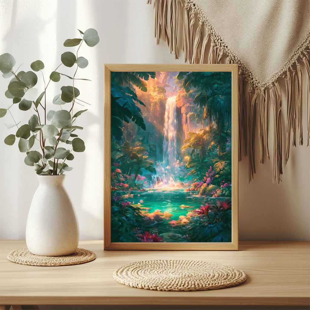 Tropischer Wasserfall Poster – Raumansicht 3