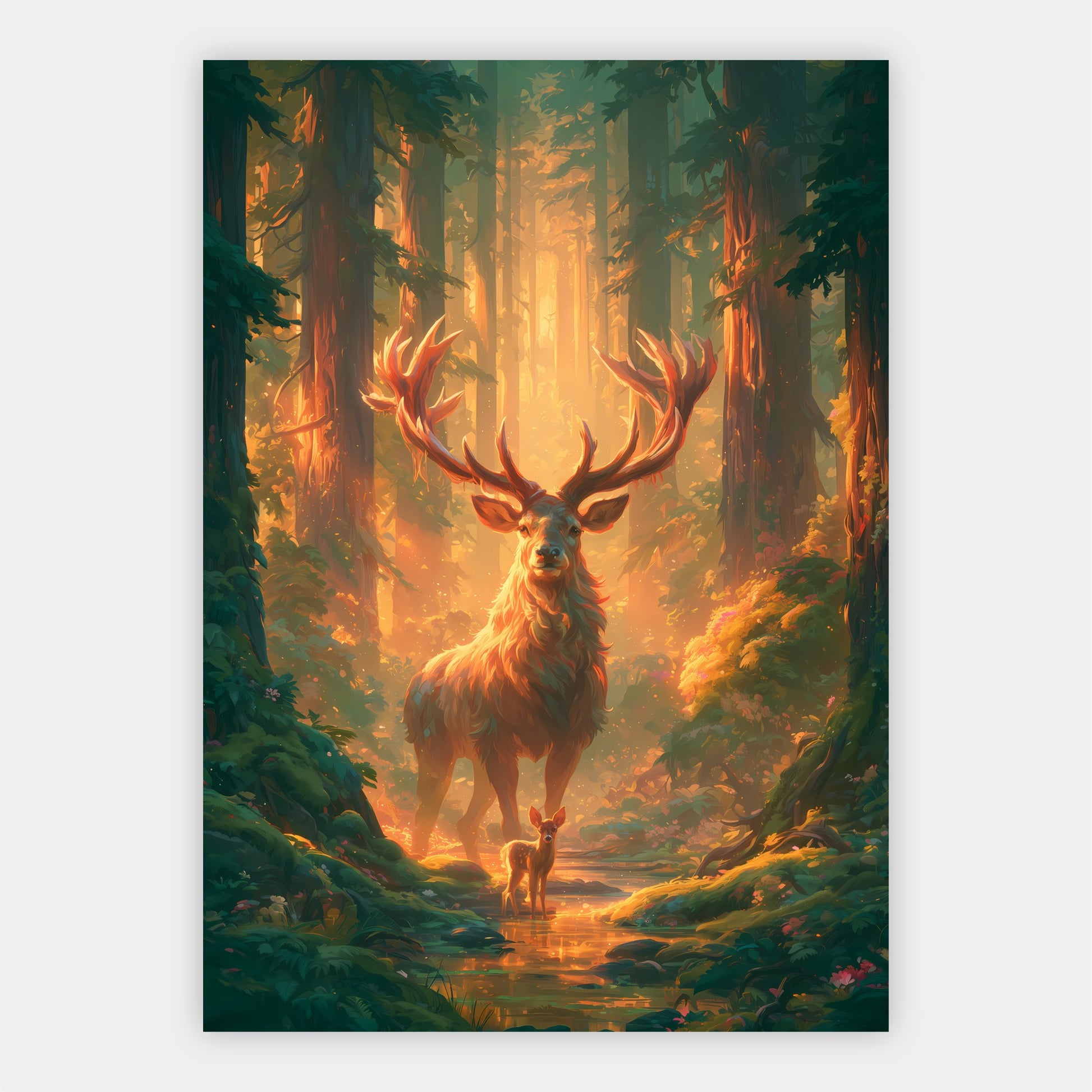 Hirsch im Sonnenwald Poster – Freisteller