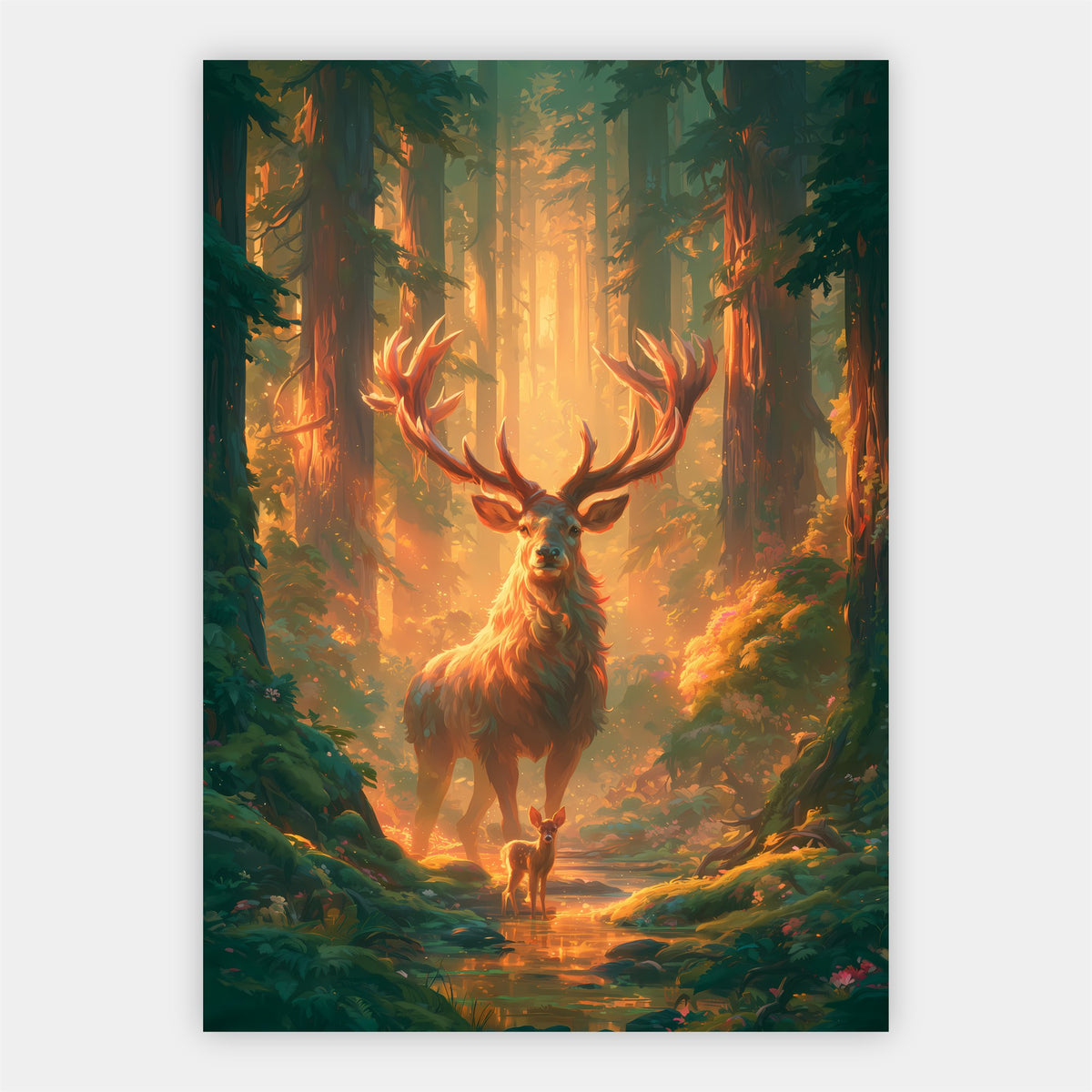 Hirsch im Sonnenwald Poster – Freisteller