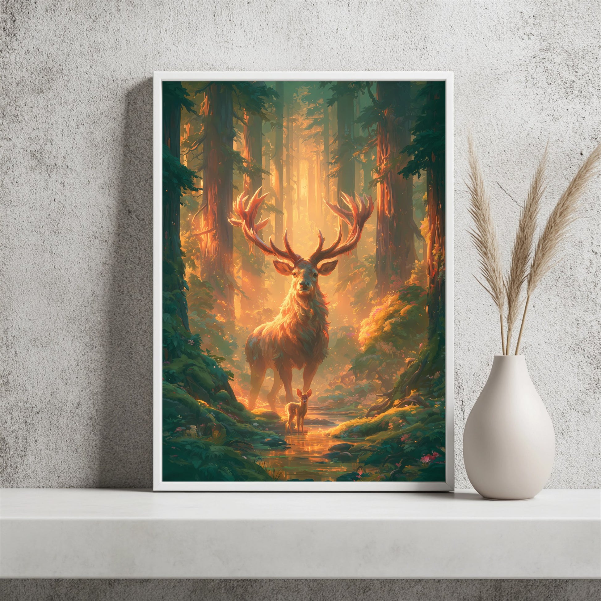 Hirsch im Sonnenwald Poster – Raumansicht 2