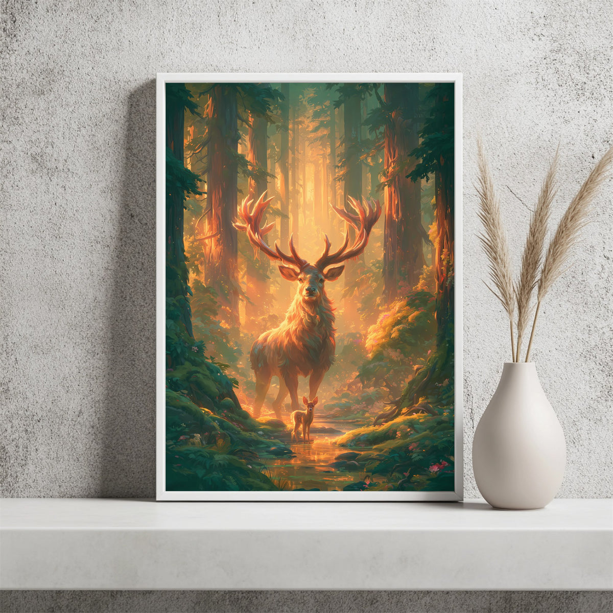 Hirsch im Sonnenwald Poster – Raumansicht 2