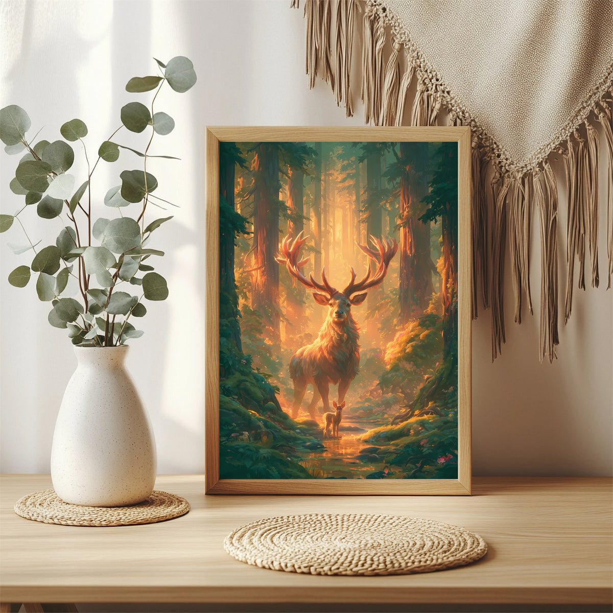 Hirsch im Sonnenwald Poster – Raumansicht 3