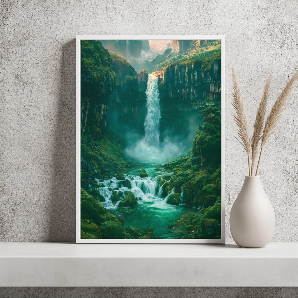 Moosiger Wasserfall Poster – Raumansicht 2