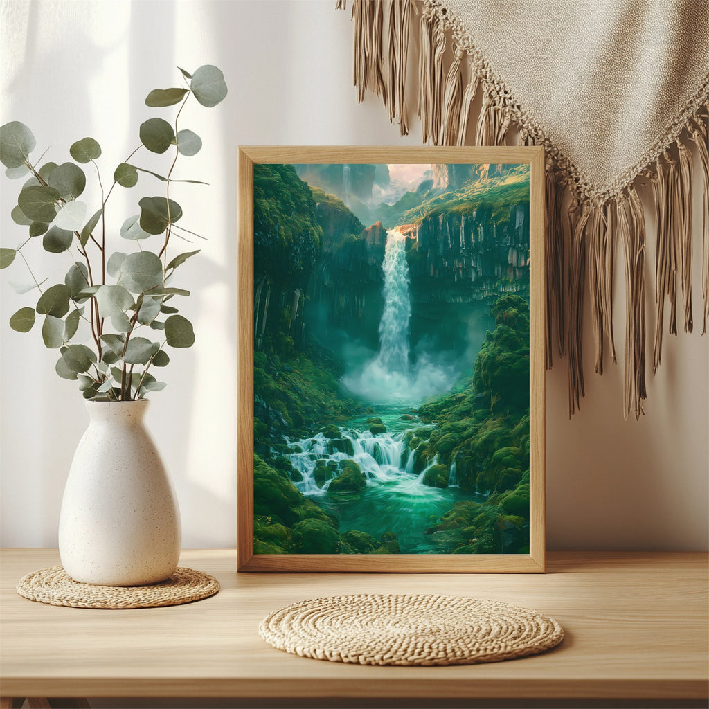 Moosiger Wasserfall Poster – Raumansicht 3