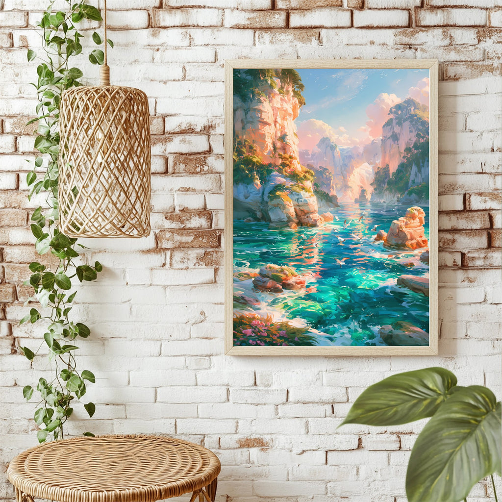 Türkisfarbener Canyonsee Poster – Raumansicht 1