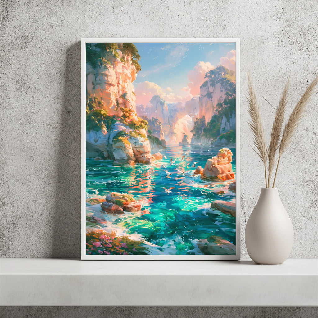 Türkisfarbener Canyonsee Poster – Raumansicht 2