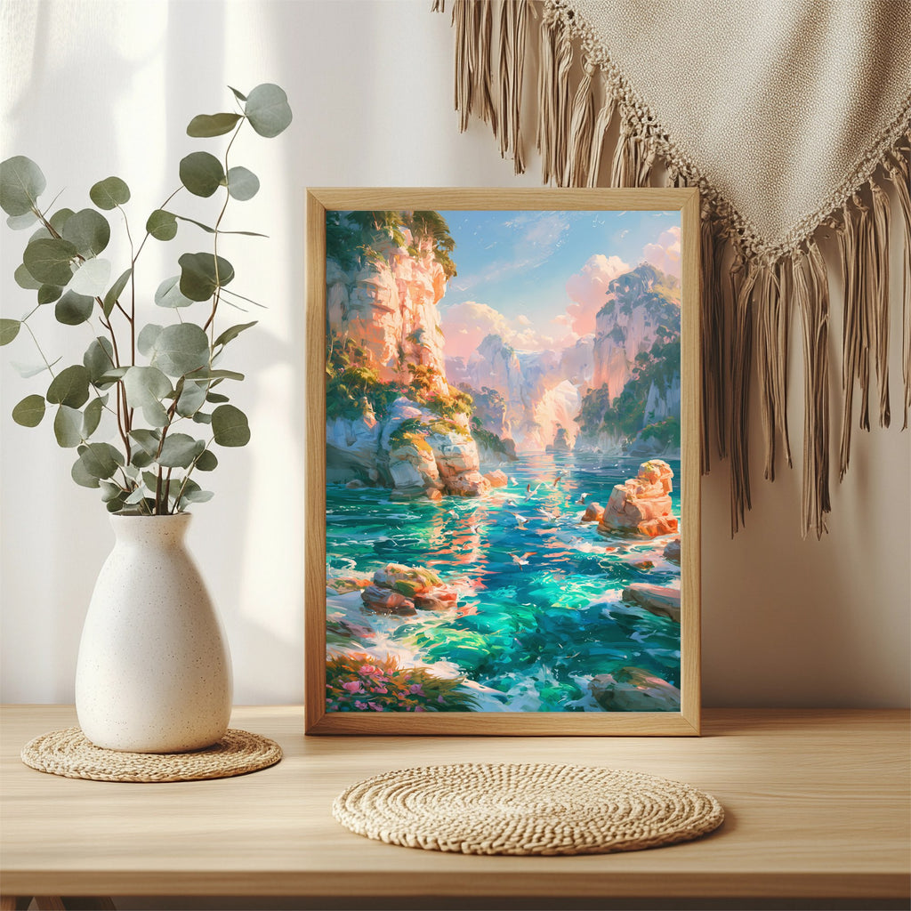 Türkisfarbener Canyonsee Poster – Raumansicht 3