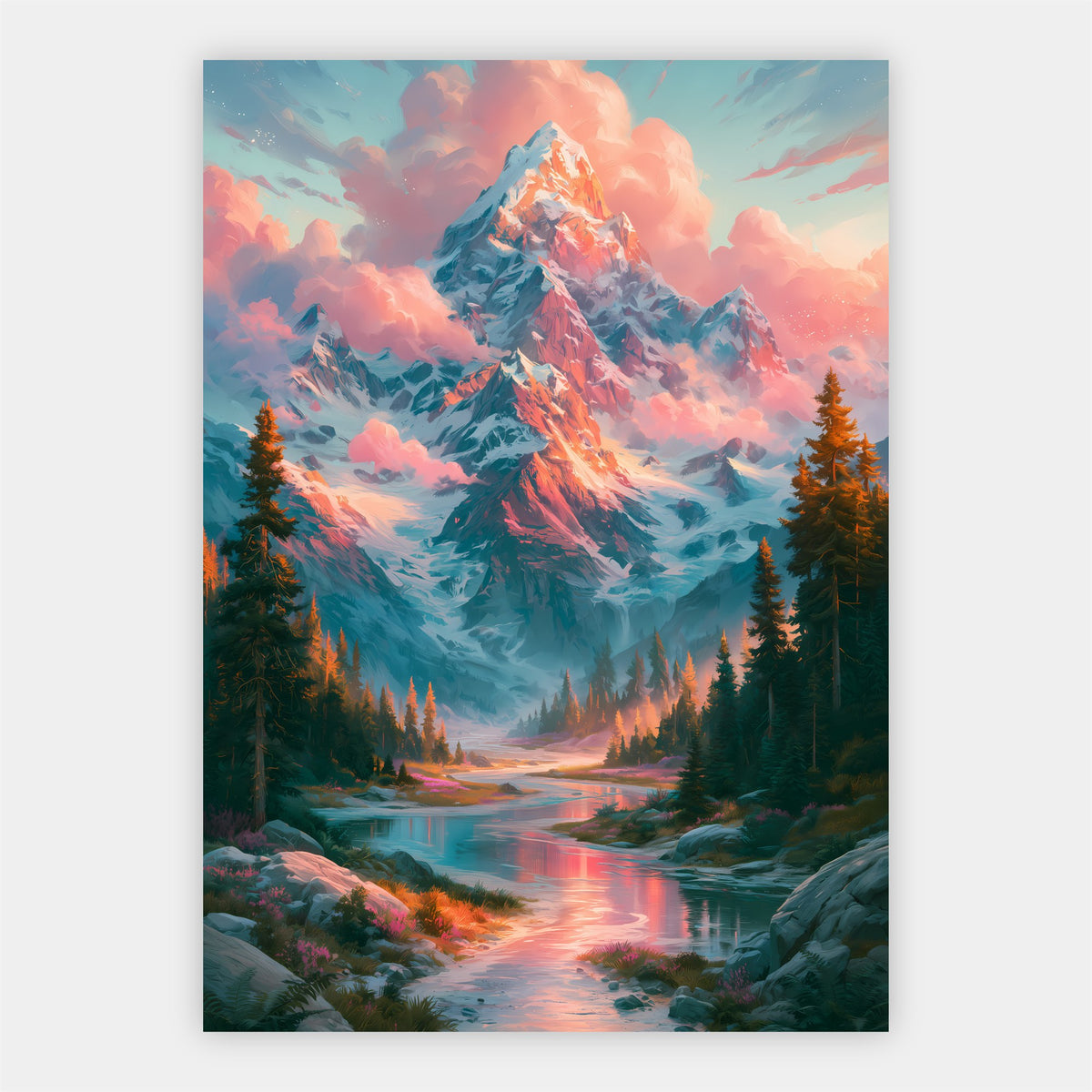Alpengipfel am See Poster – Freisteller