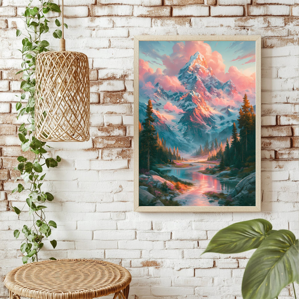 Alpengipfel am See Poster – Raumansicht 1