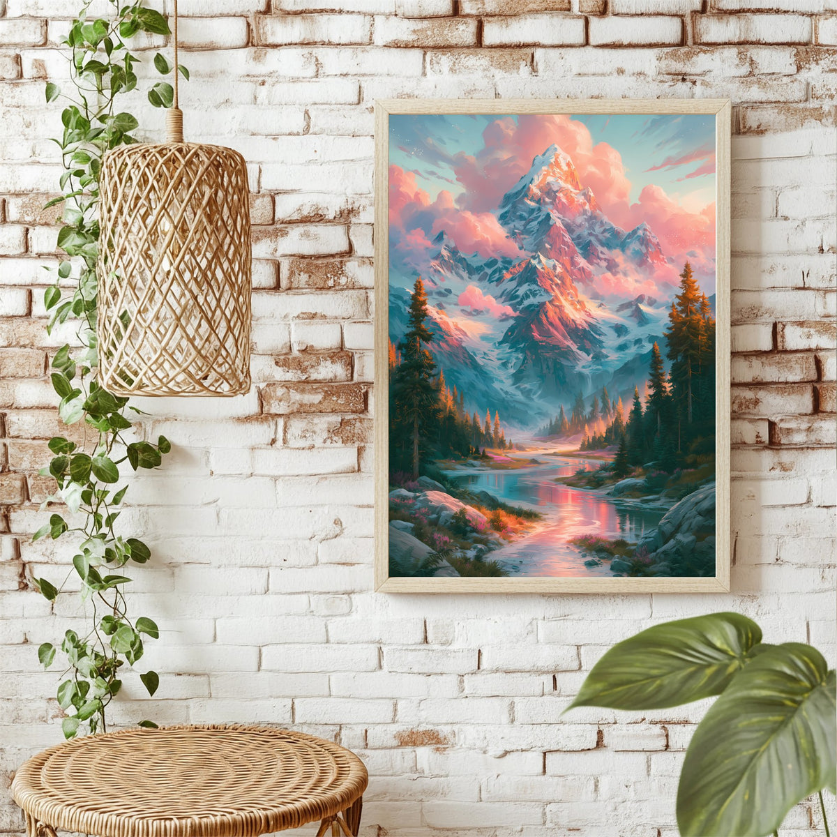 Alpengipfel am See Poster – Raumansicht 1