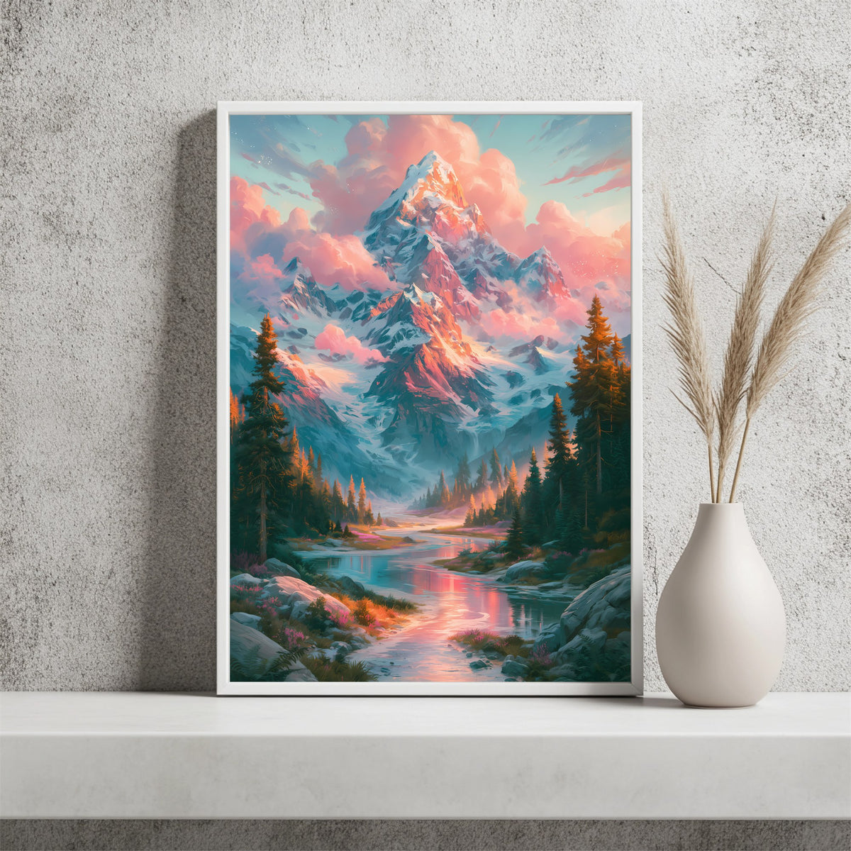 Alpengipfel am See Poster – Raumansicht 2