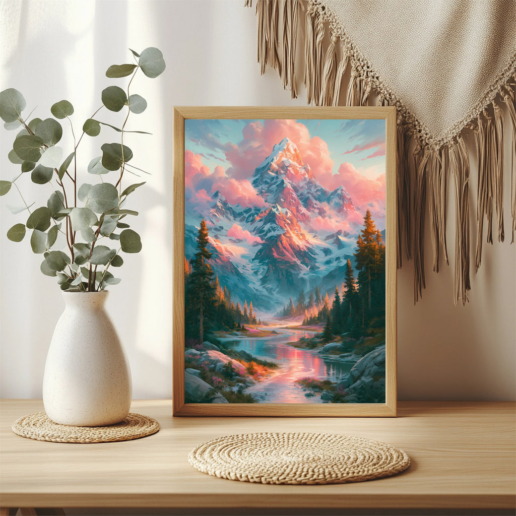 Alpengipfel am See Poster – Raumansicht 3