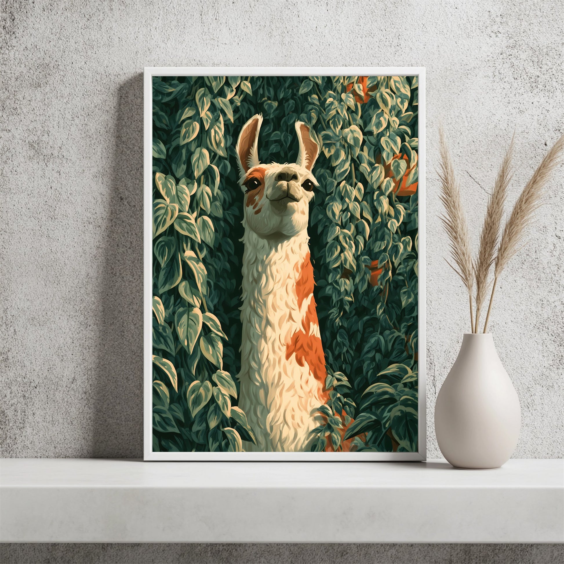 Neugieriges Alpaka Poster – Raumansicht 2