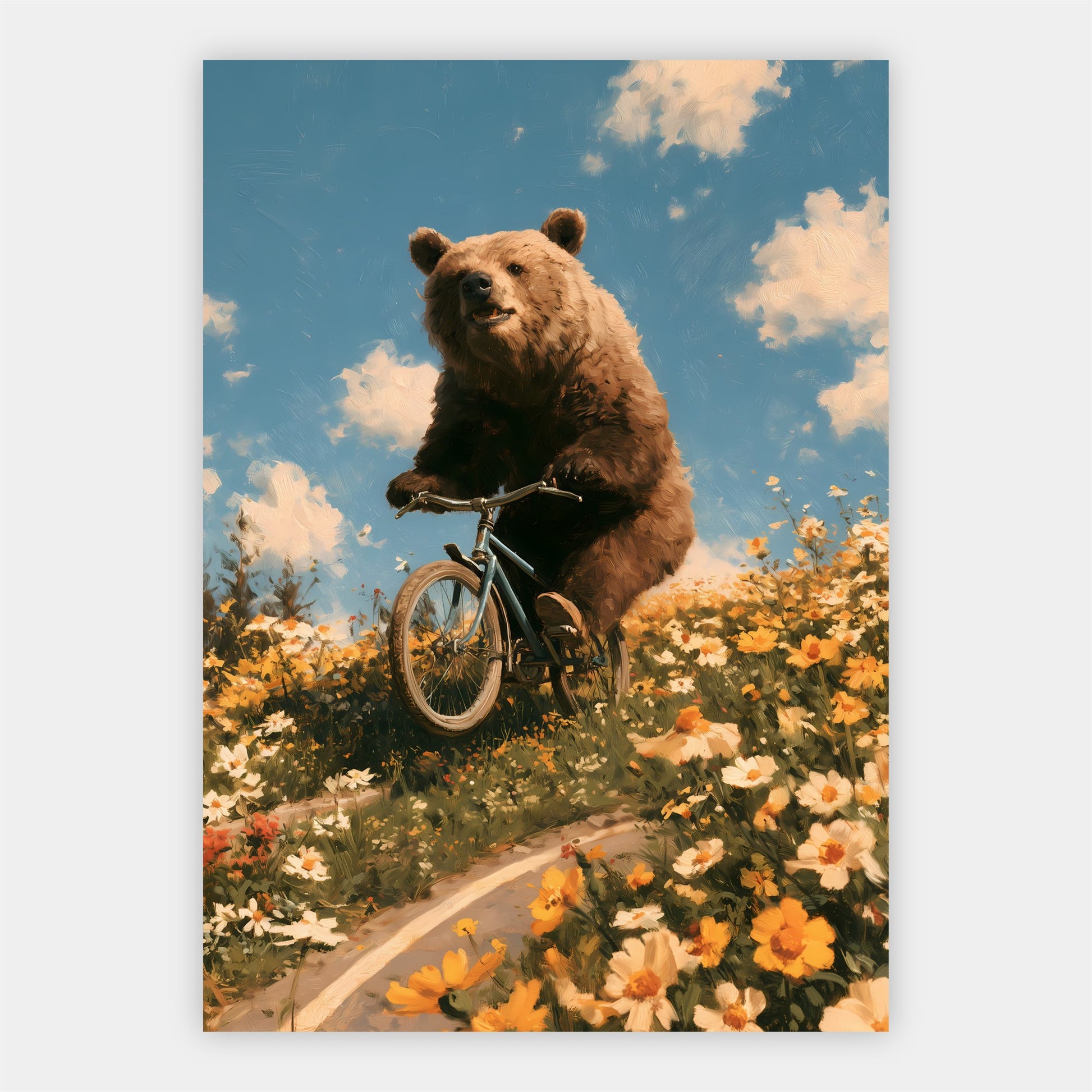 Bär auf dem Fahrrad Poster – Freisteller