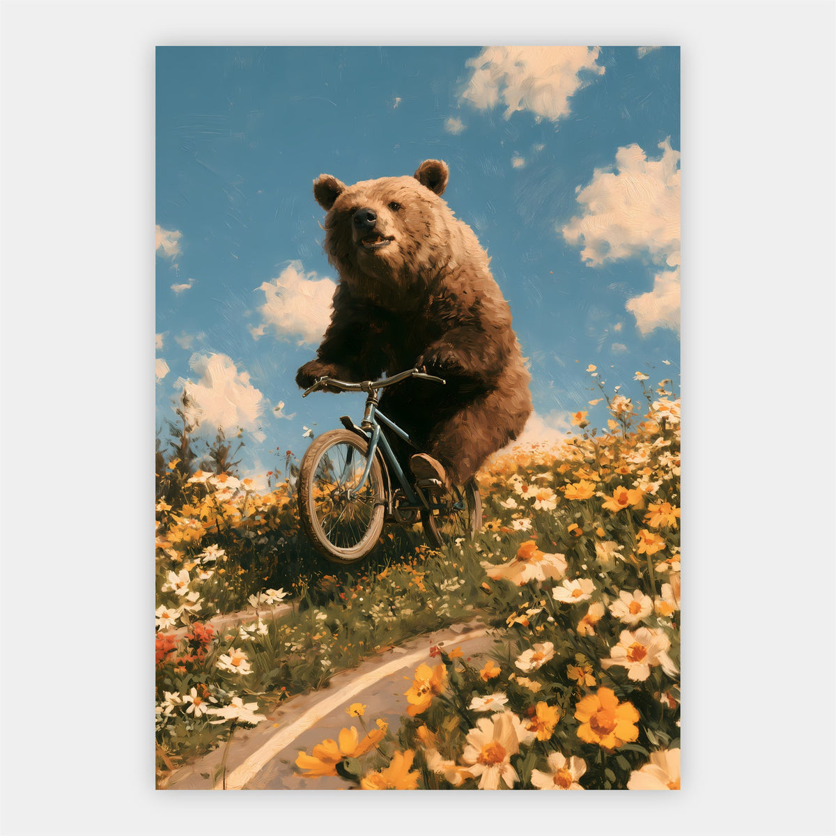 Bär auf dem Fahrrad Poster – Freisteller