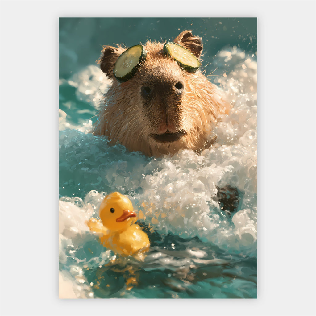 Capybara mit Gummiente Poster – Freisteller
