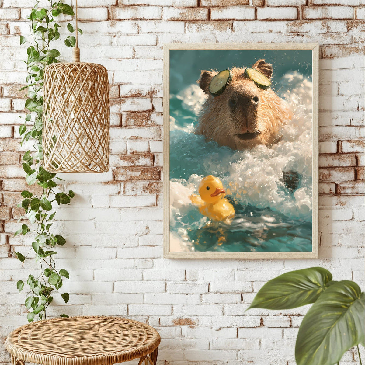 Capybara mit Gummiente Poster – Raumansicht 1