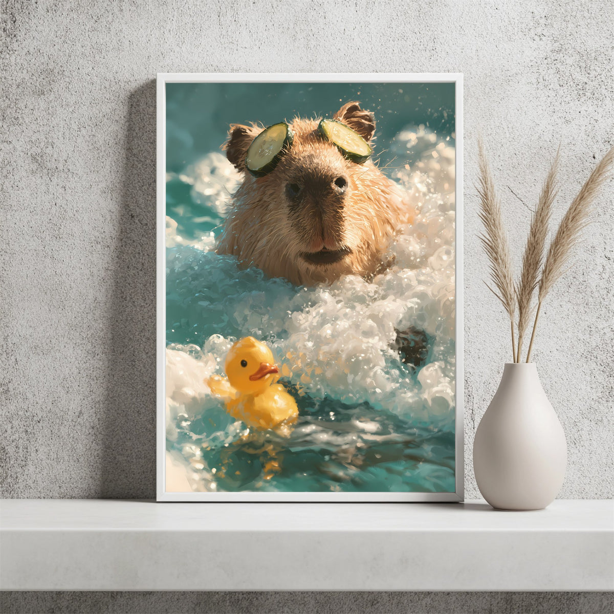 Capybara mit Gummiente Poster – Raumansicht 2