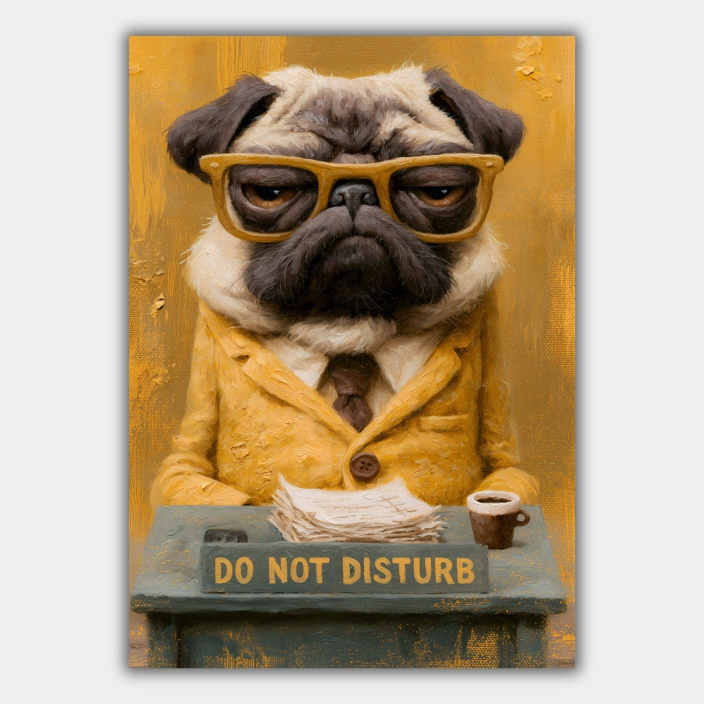 Grantiger Mops Boss Büro Poster – Produktansicht 1