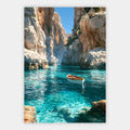 Bucht mit kleinem Boot Poster – Freisteller