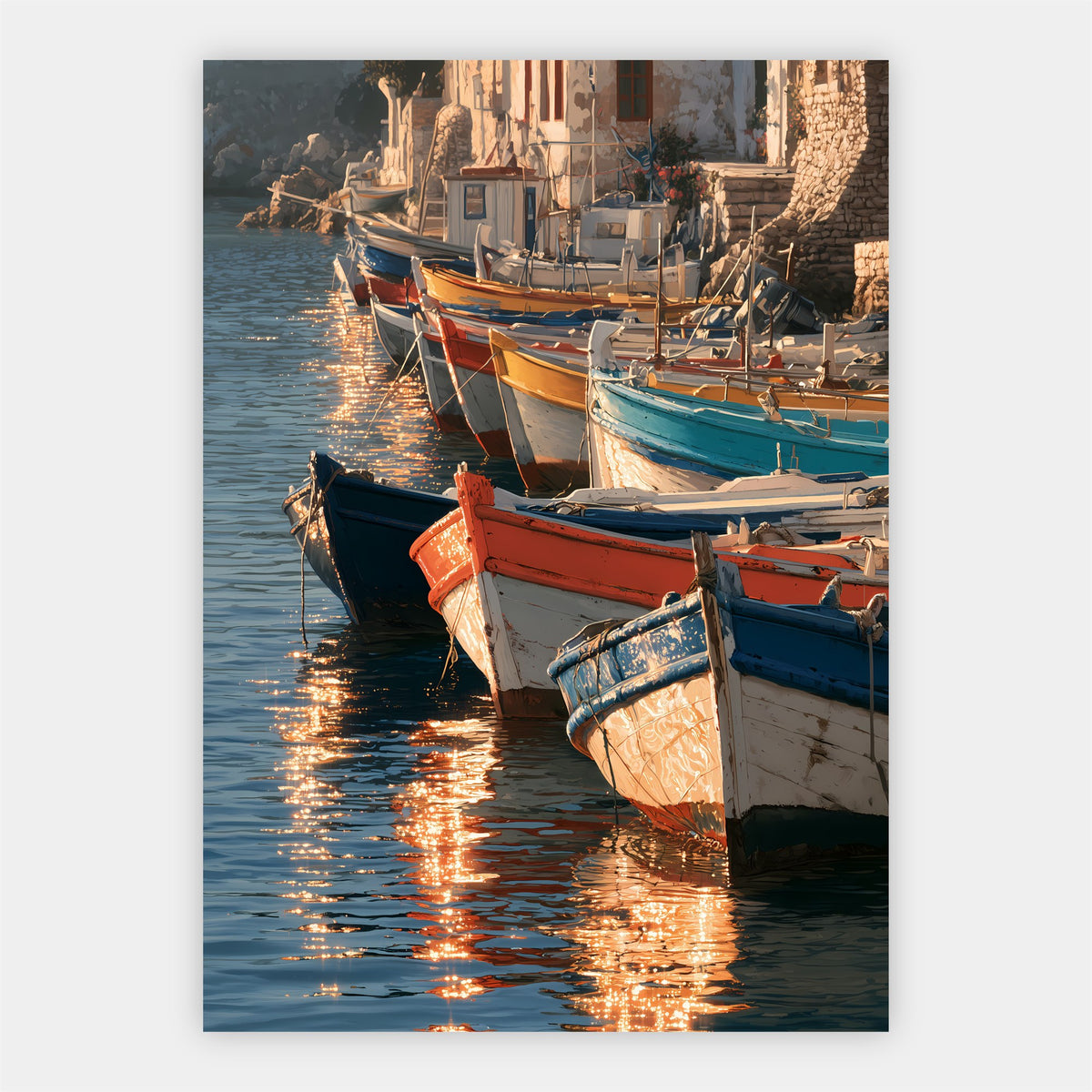 Bunte Fischerboote Poster – Freisteller