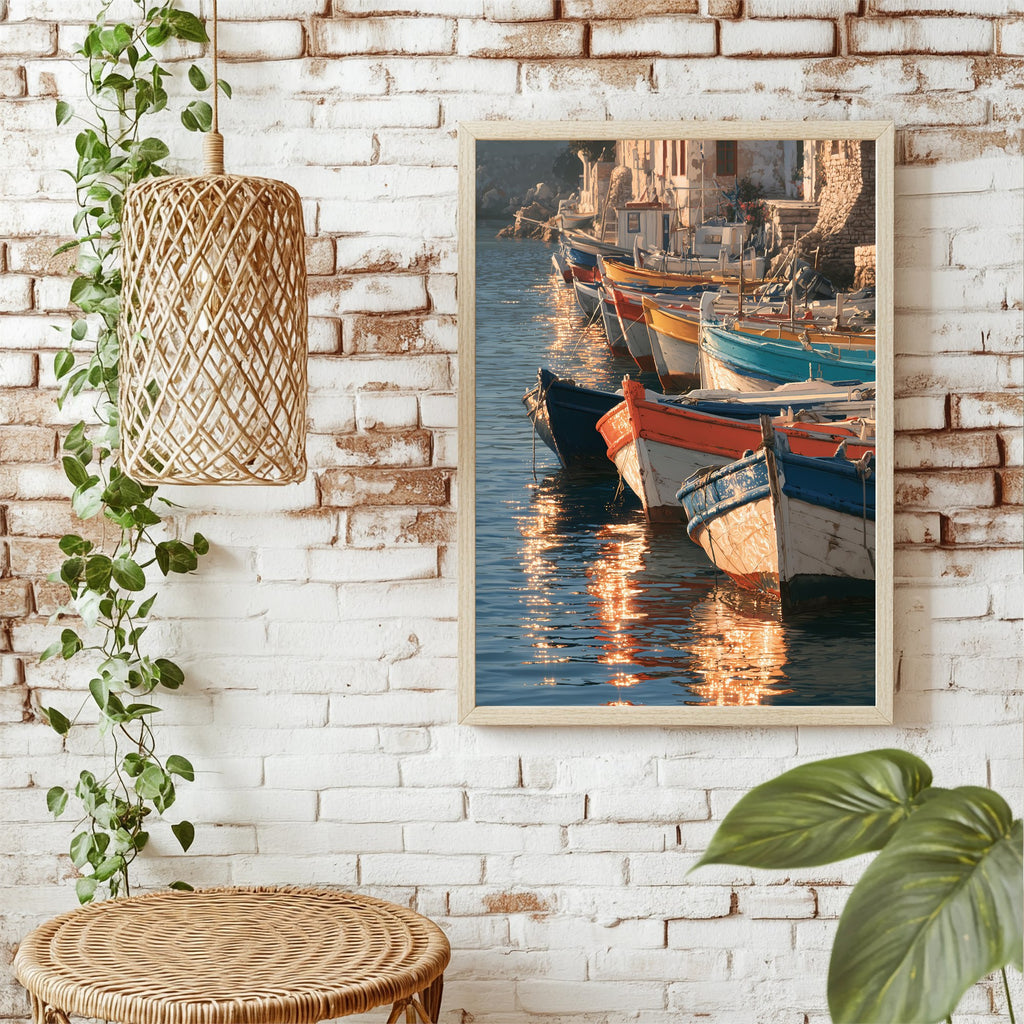 Bunte Fischerboote Poster – Raumansicht 1