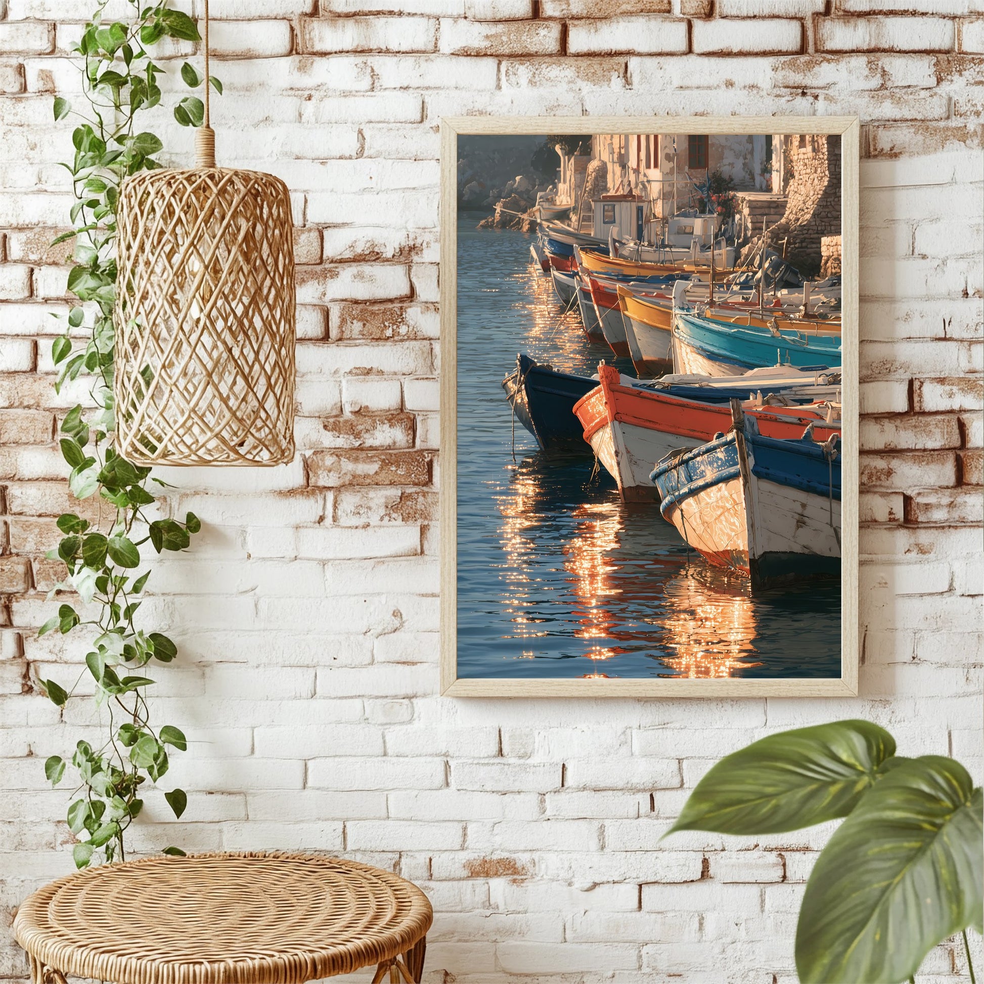 Bunte Fischerboote Poster – Raumansicht 1