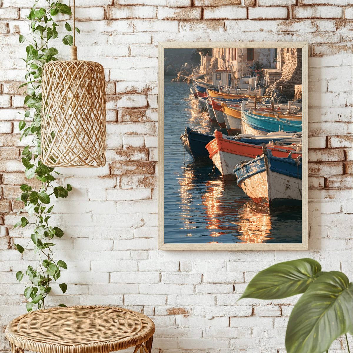Bunte Fischerboote Poster – Raumansicht 1