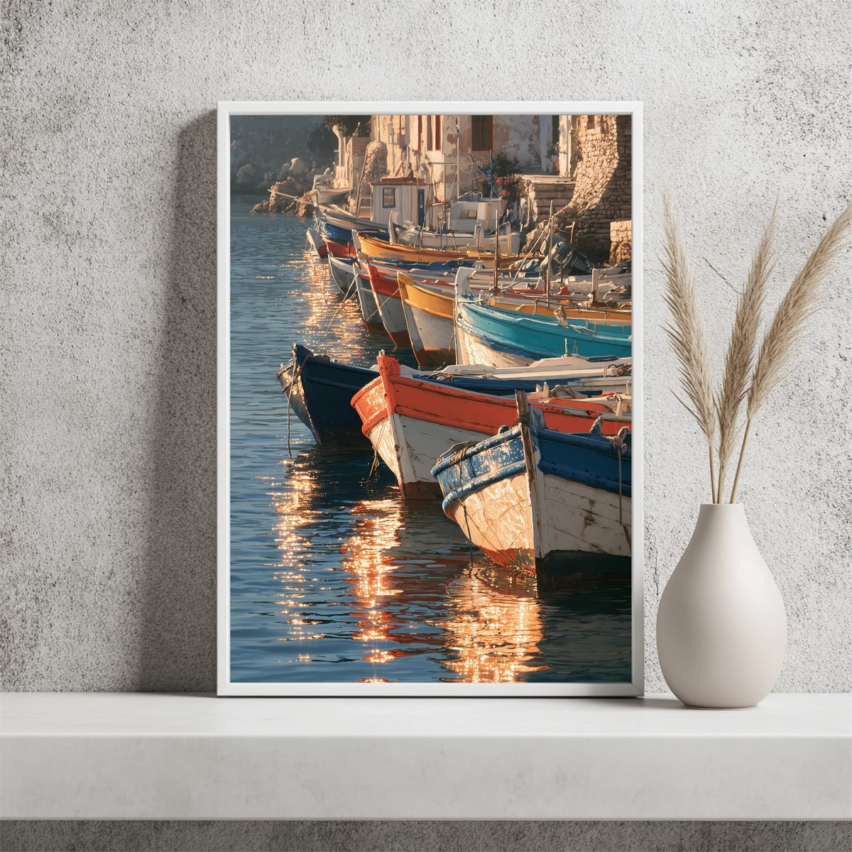 Bunte Fischerboote Poster – Raumansicht 2