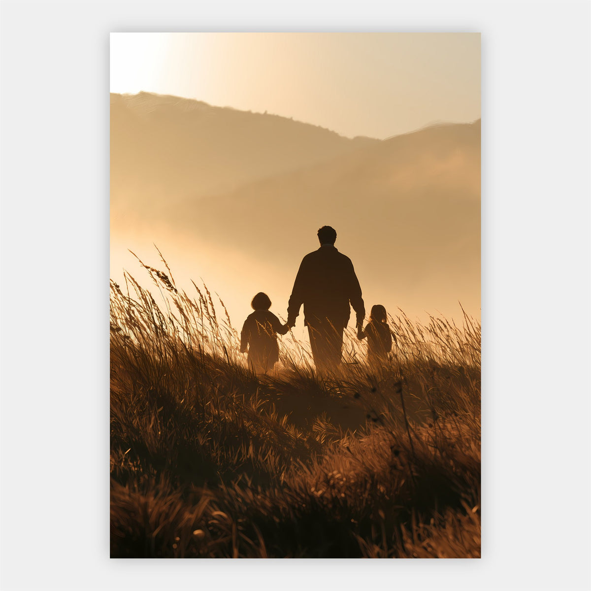 Familie im Abendlicht Poster – Freisteller