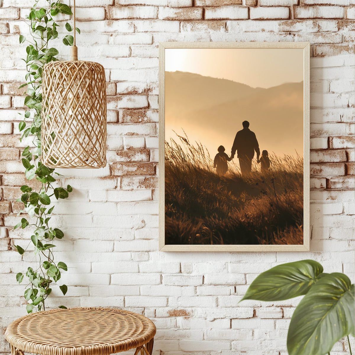 Familie im Abendlicht Poster – Raumansicht 1