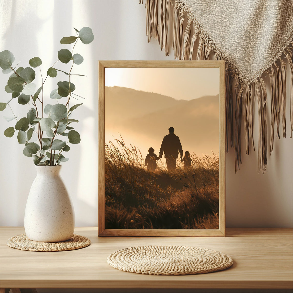 Familie im Abendlicht Poster – Raumansicht 3