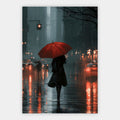 Frau mit rotem Regenschirm Poster – Freisteller