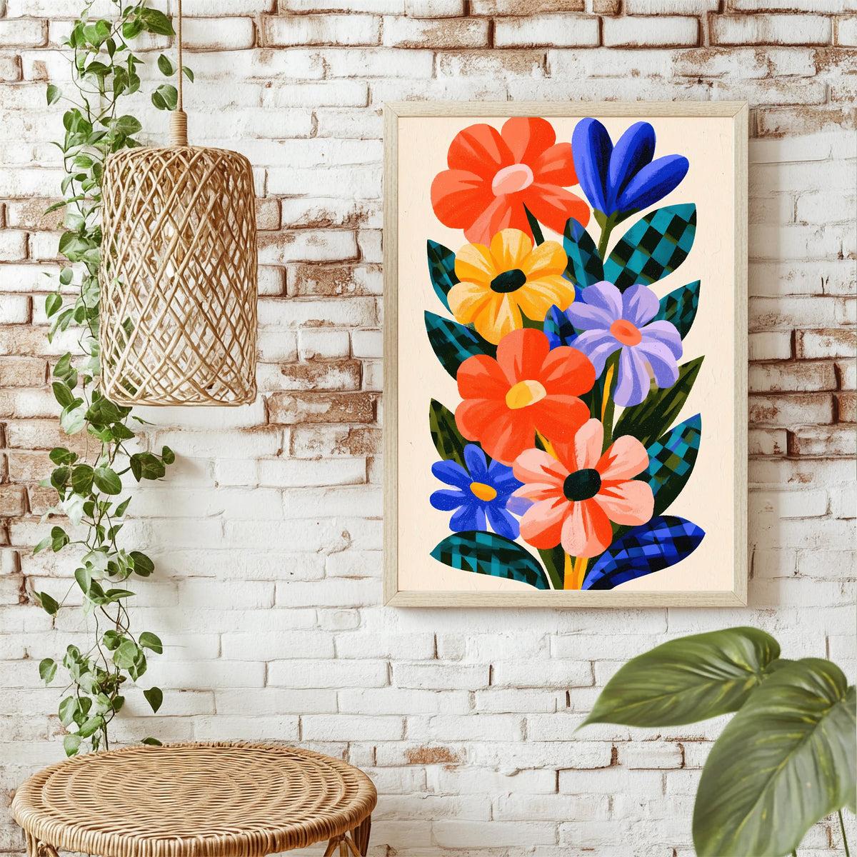 Bunter Blumenstrauß Poster – Raumansicht 1