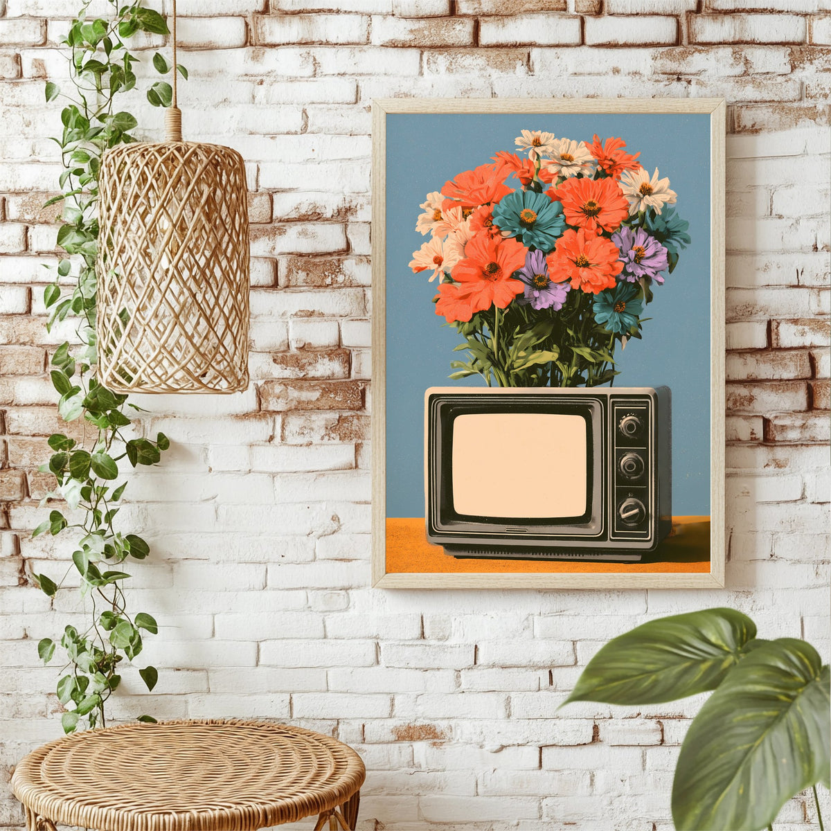 Blumen aus dem Fernseher Poster – Raumansicht 1