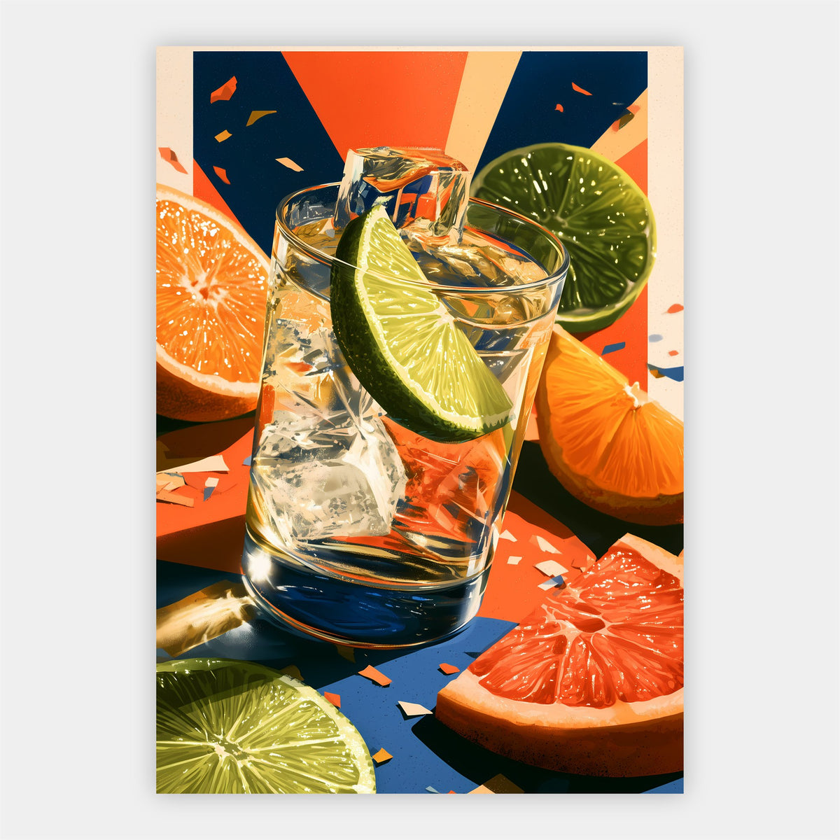 Limetten und Eisglas Poster – Freisteller