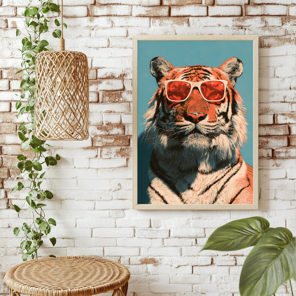 Tiger mit Sonnenbrille Poster – Raumansicht 1
