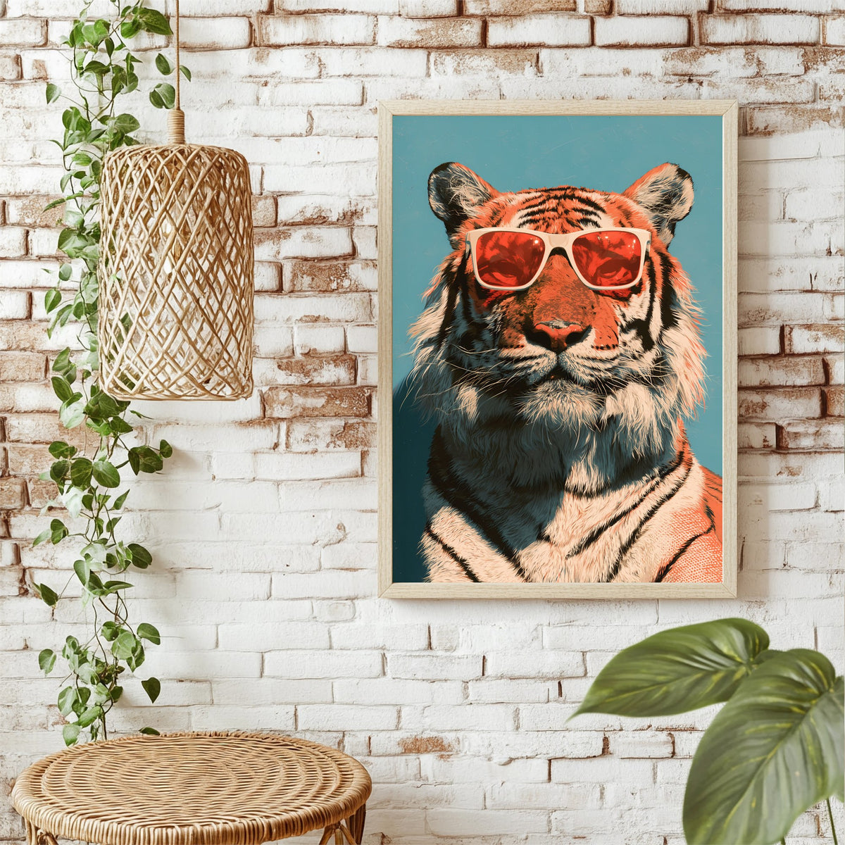 Tiger mit Sonnenbrille Poster – Raumansicht 1